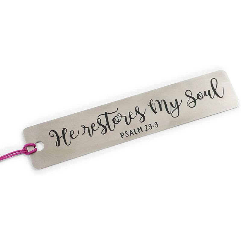 Faithful Finds 2-Pack Silver Stainless Steel Metal Religious Scripture Bible Bookmark with Tassel, 4.85 x 1 in