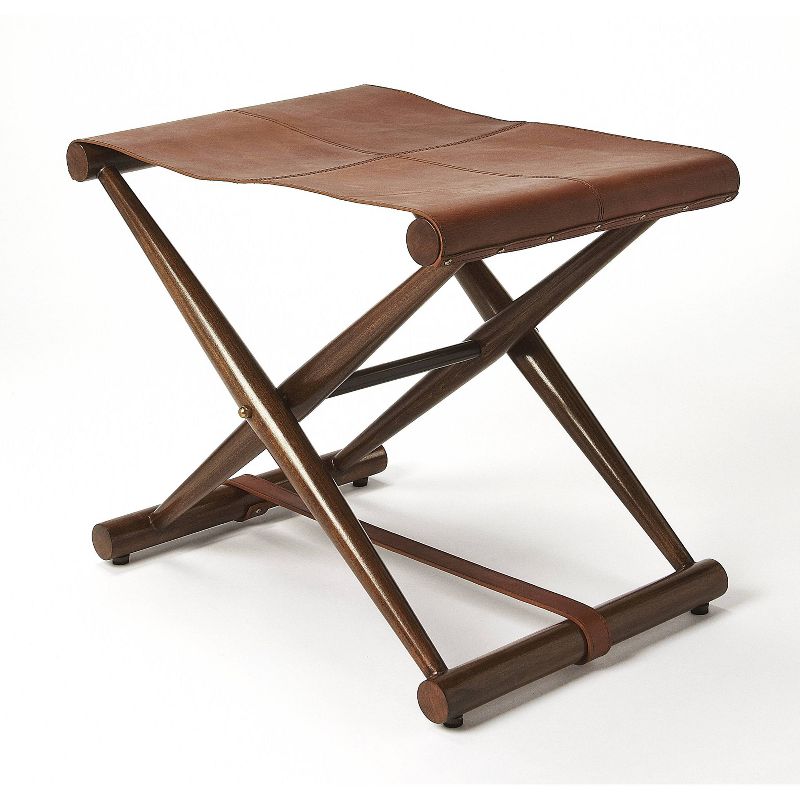 Sutton Leather Folding Stool Brown - Butler Specialty