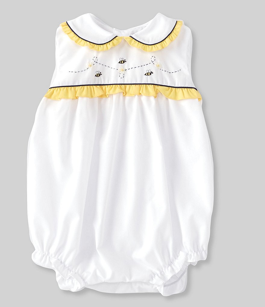 Petit Am Baby Girls 3-9 Months Sleeveless Bee-Embroidered Bubble