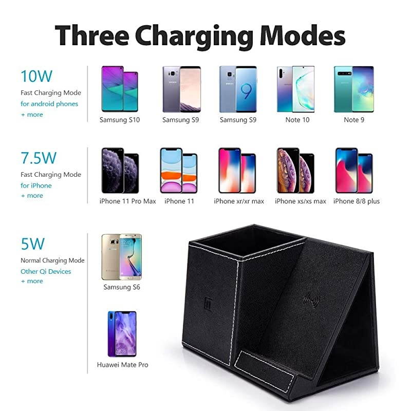 Charger Pen Holder Desk Stand Organizer10W Fast Charger Desk Accessories for iPhone SE 20201111 Pro11 Pro MaxXs MAXXRXSX8Galaxy S20Note 10S10 Plus