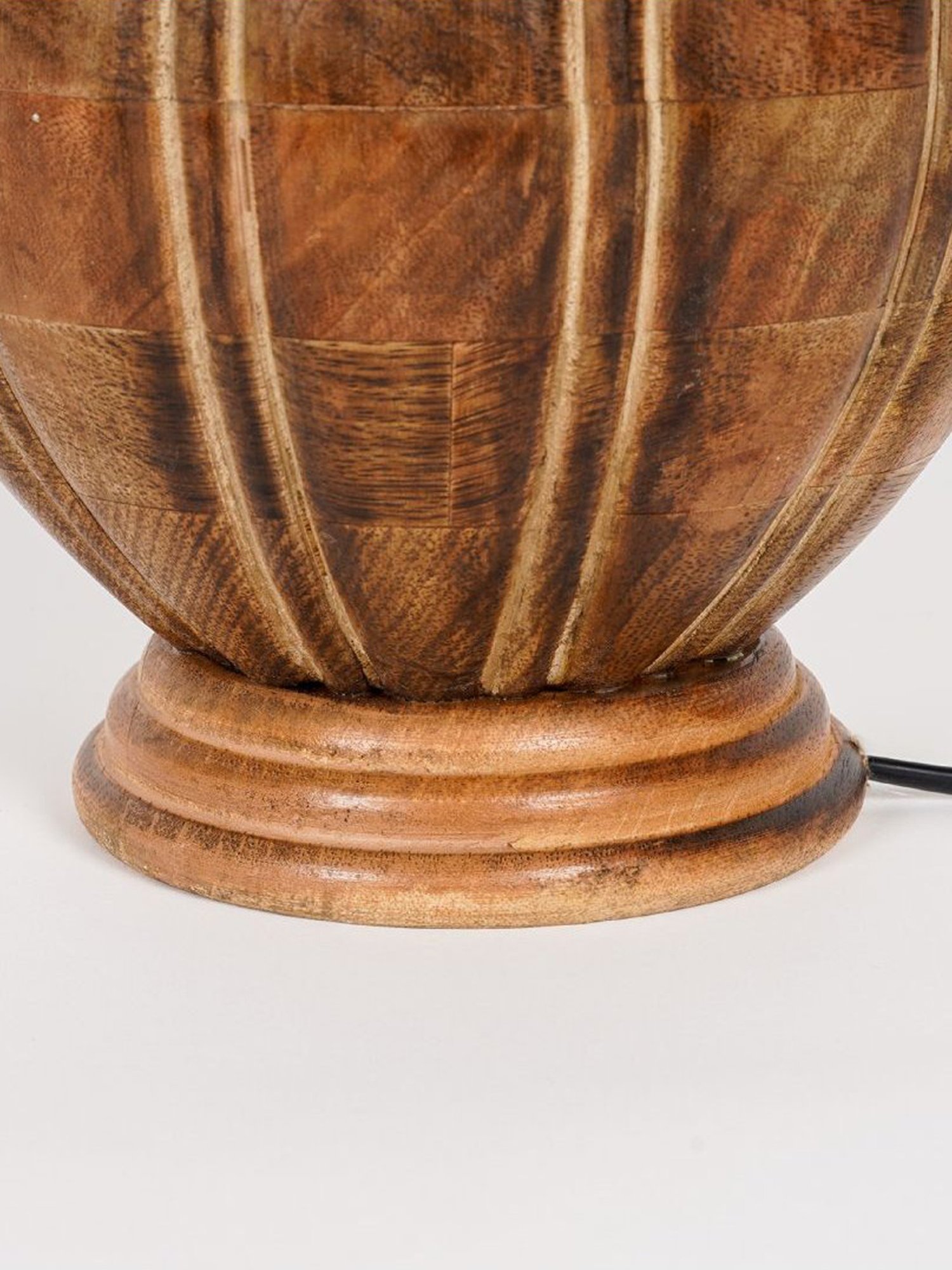 Kapoor Lamp Shades Natural Wood & Red Wood Astros Carved Cotton Shade Table Lamp