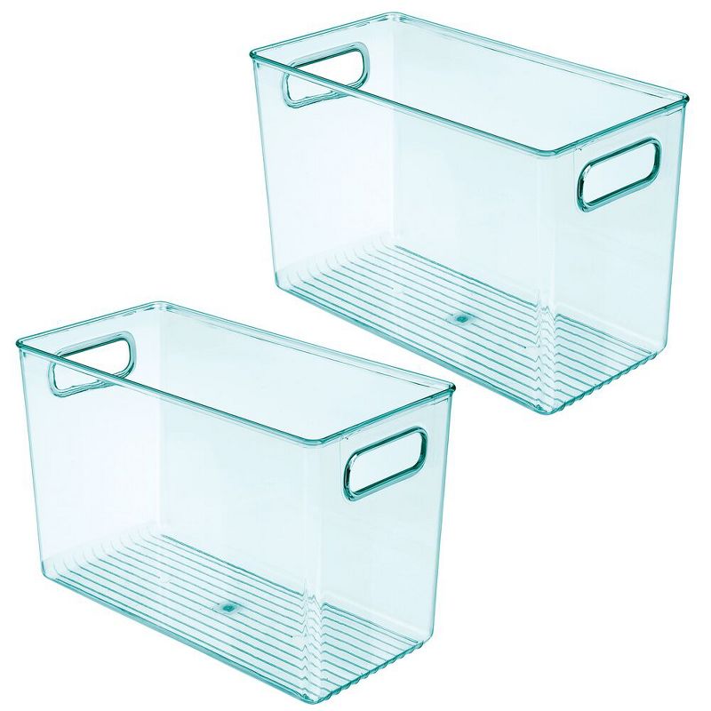 mDesign Plastic Storage Organizer Bin for Kids Supplies, 12" L, 2 Pack, Sea Blue