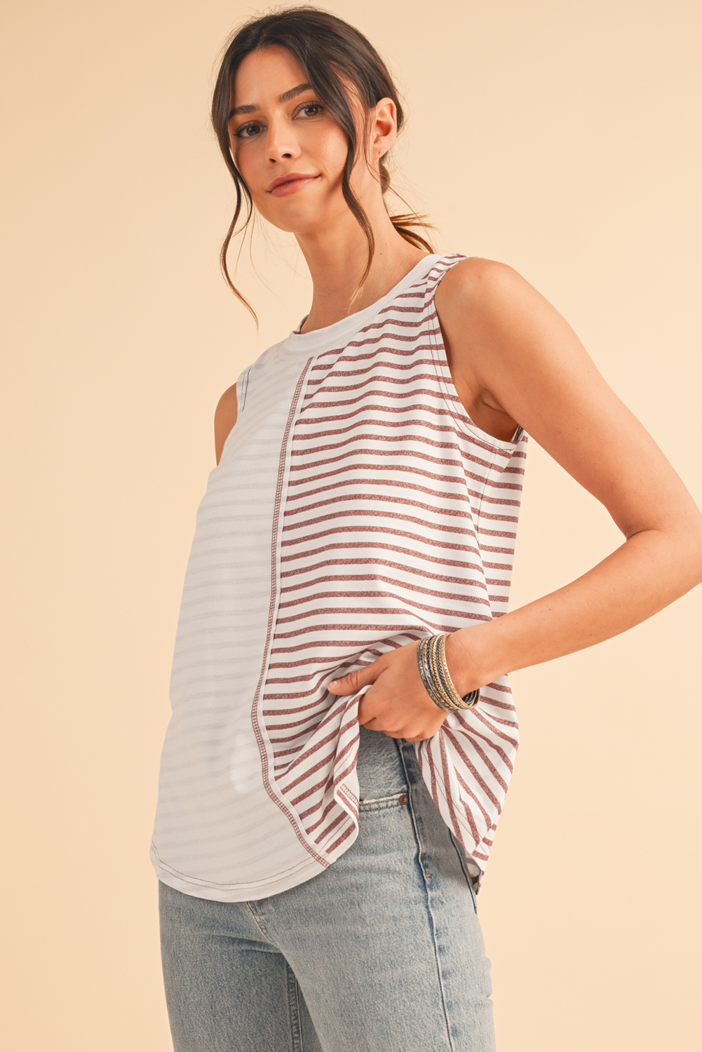 Black Floral Jacquard Square Neck Tank Top