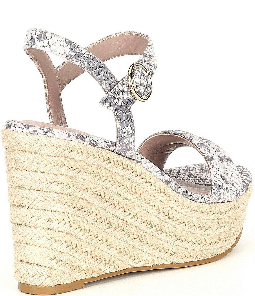 Deltan Everly Snake Print Leather Espadrille Wedges