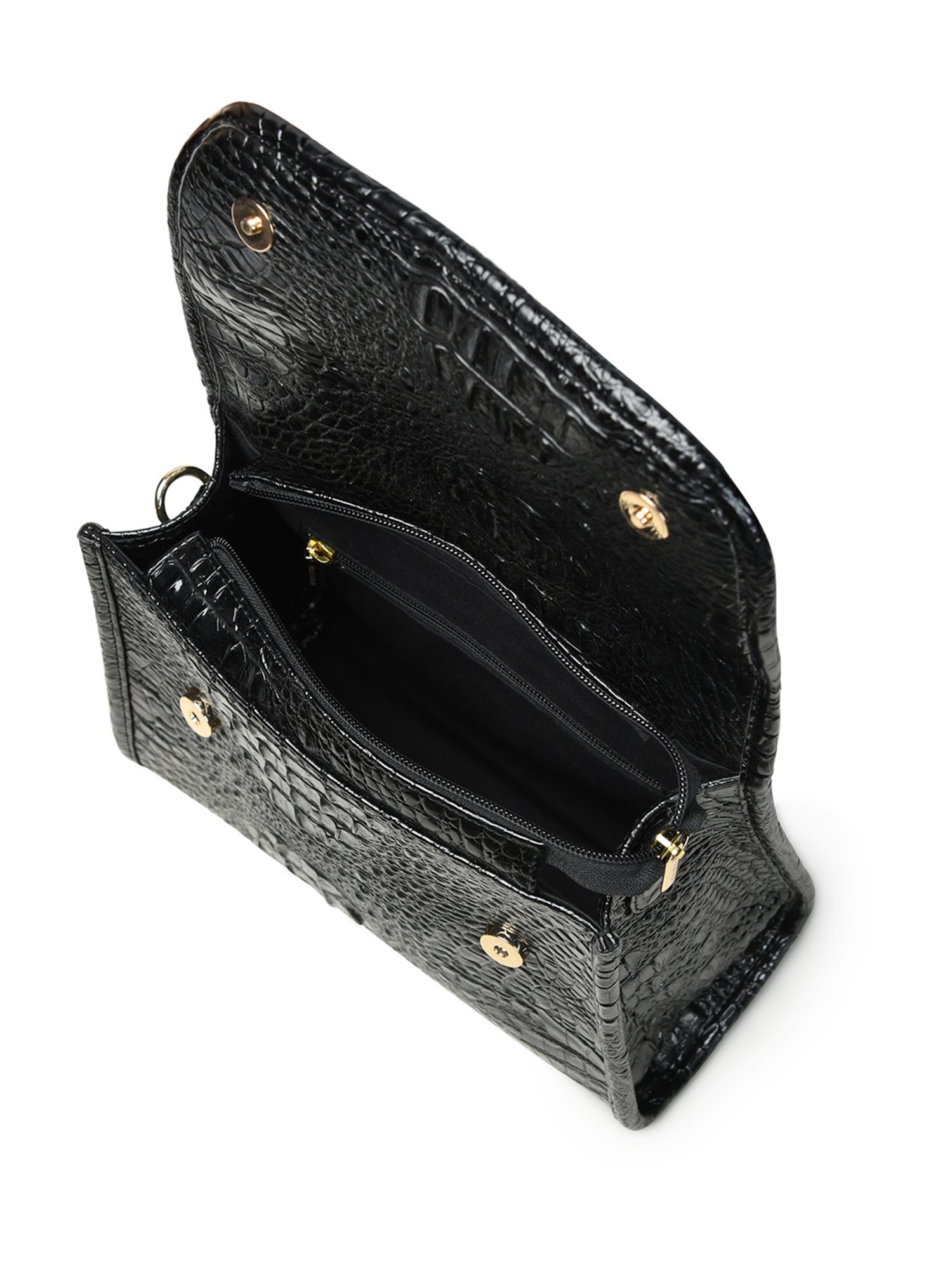 PELLE LUXUR Black Animal Effect Medium Satchel