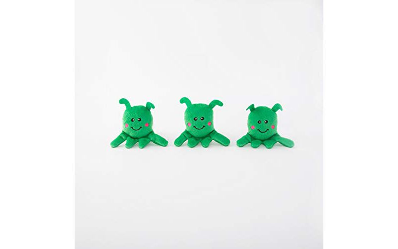 ZippyPaws - Zippy Burrow - Interactive Squeaky Hide and Seek Plush Dog Toy - Aliens in UFO