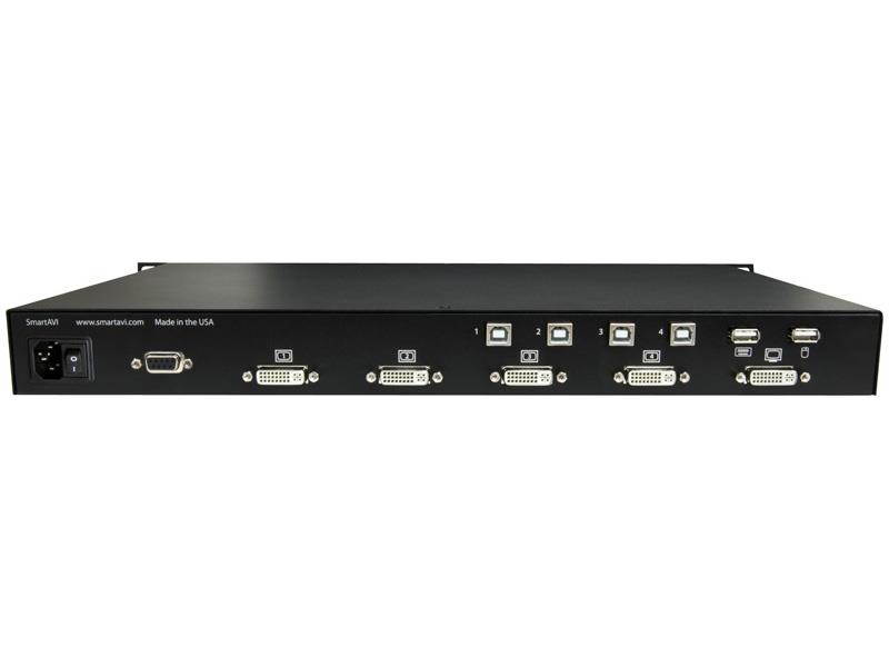 Smartavi SM-QKVM-S 4-Port DVI USB QuadKVM switch PiP/Dual/Full modes/1900x1200