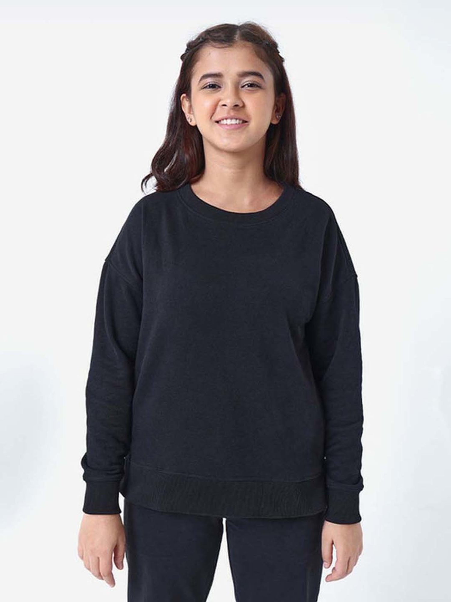 BlissClub Black Relaxed Fit Sports Sweatshirt
