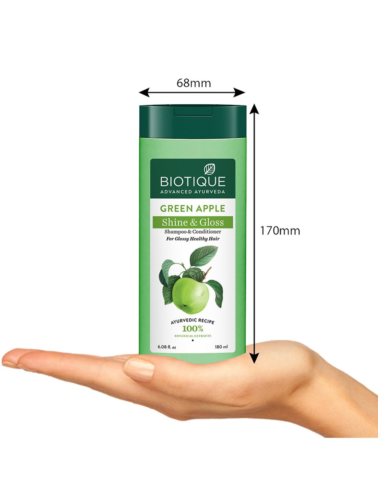 Biotique Green Apple Shine & Gloss Shampoo with Conditioner - 180 ml