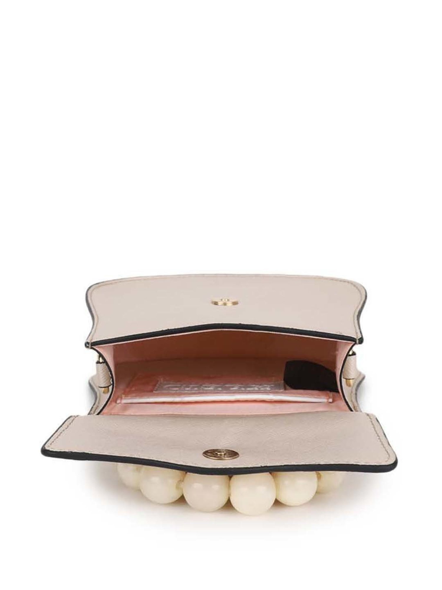 KLEIO Beige Solid Small Satchel Handbag