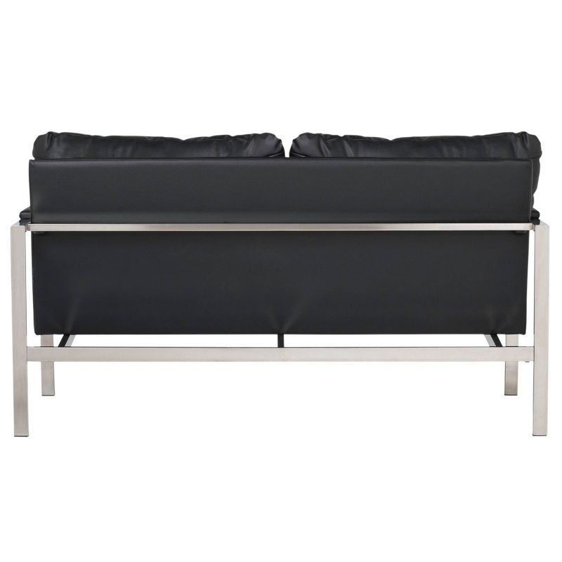 Lintel Leather Loveseat Chrome/Black - Studio Designs Home