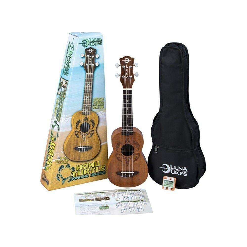 Luna UKE HONU Soprano Hawaiian "Turtle" Design Ukulele & Gig Bag