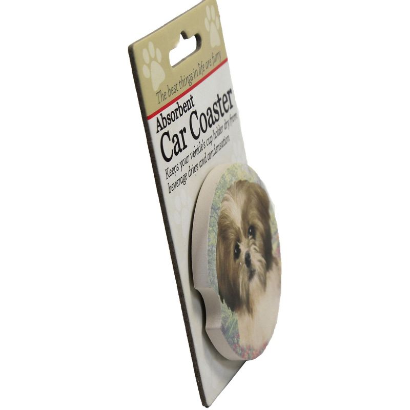Car Coaster 2.5" Shih Tzu Tan & White Coaster Absorbant E & S Pet  -  Coasters