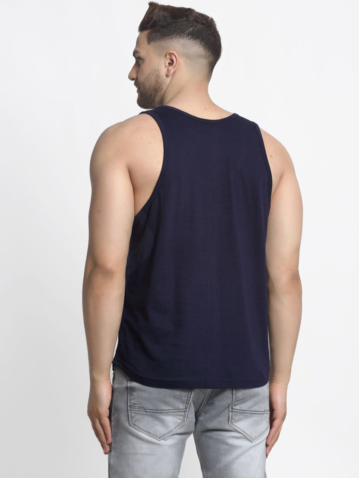 Friskers Multi Cotton Slim Fit Printed Gym Vest - Pack of 2