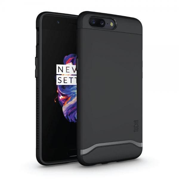 TUDIA OnePlus 5 Case, Slim-Fit HEAVY DUTY [MERGE] EXTREME Protection / Rugged but Slim Dual Layer Case for OnePlus 5 (Matte Black)