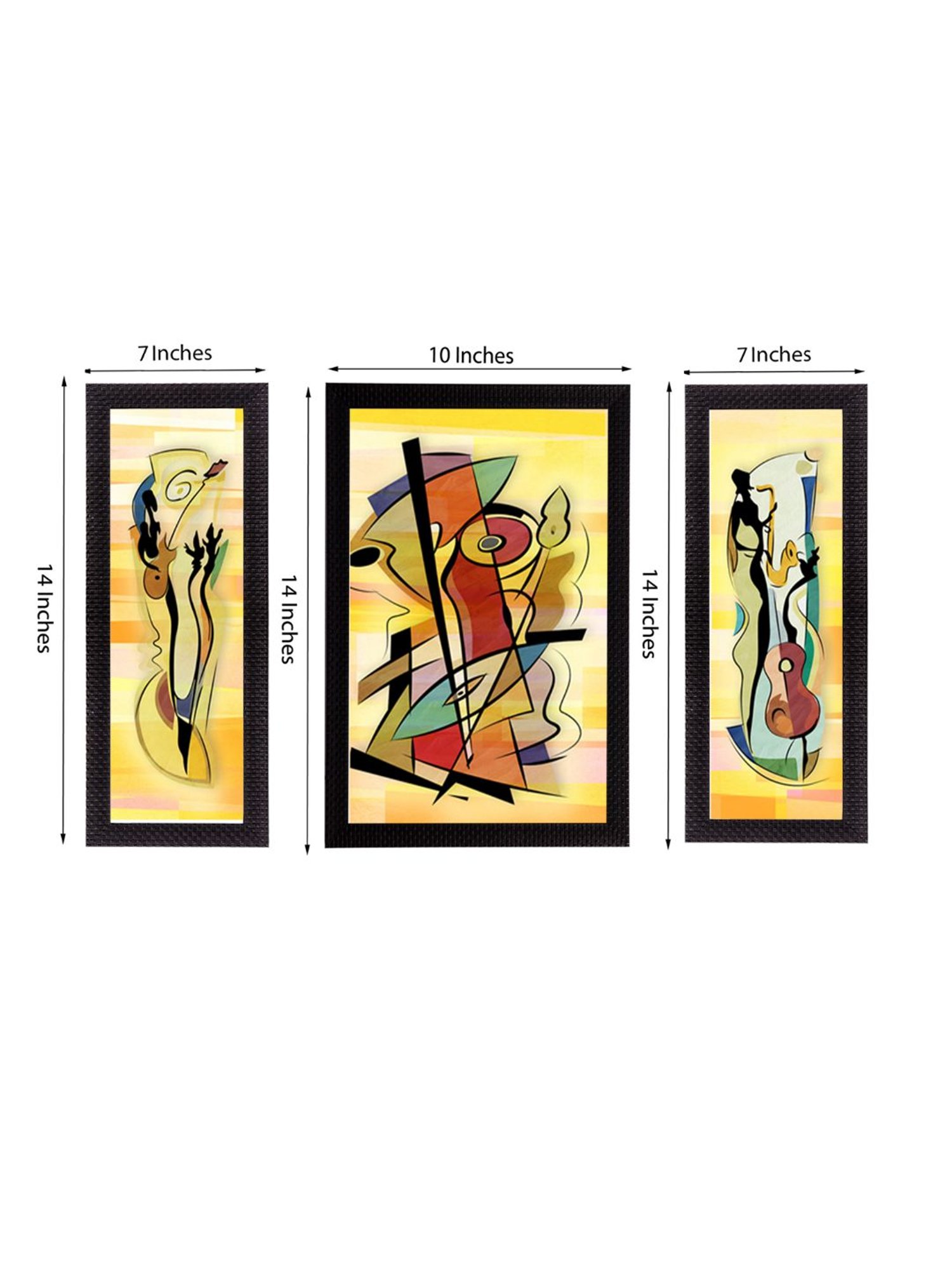 eCraftIndia Set of 3 Abstract Object Satin Matt Texture UV Art Painting