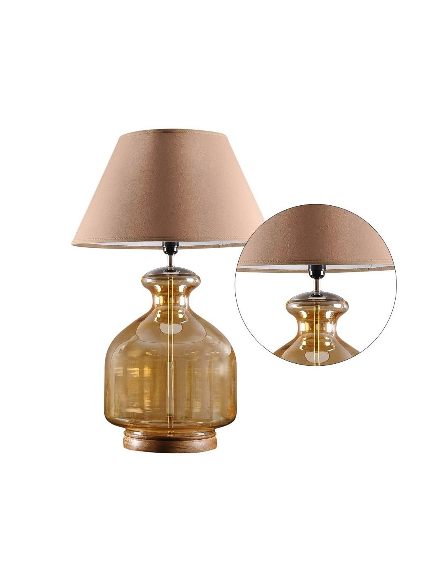 Kapoor Lamp Shades Amber & Pink Glass Alper Luster Cotton Shade Table Lamp