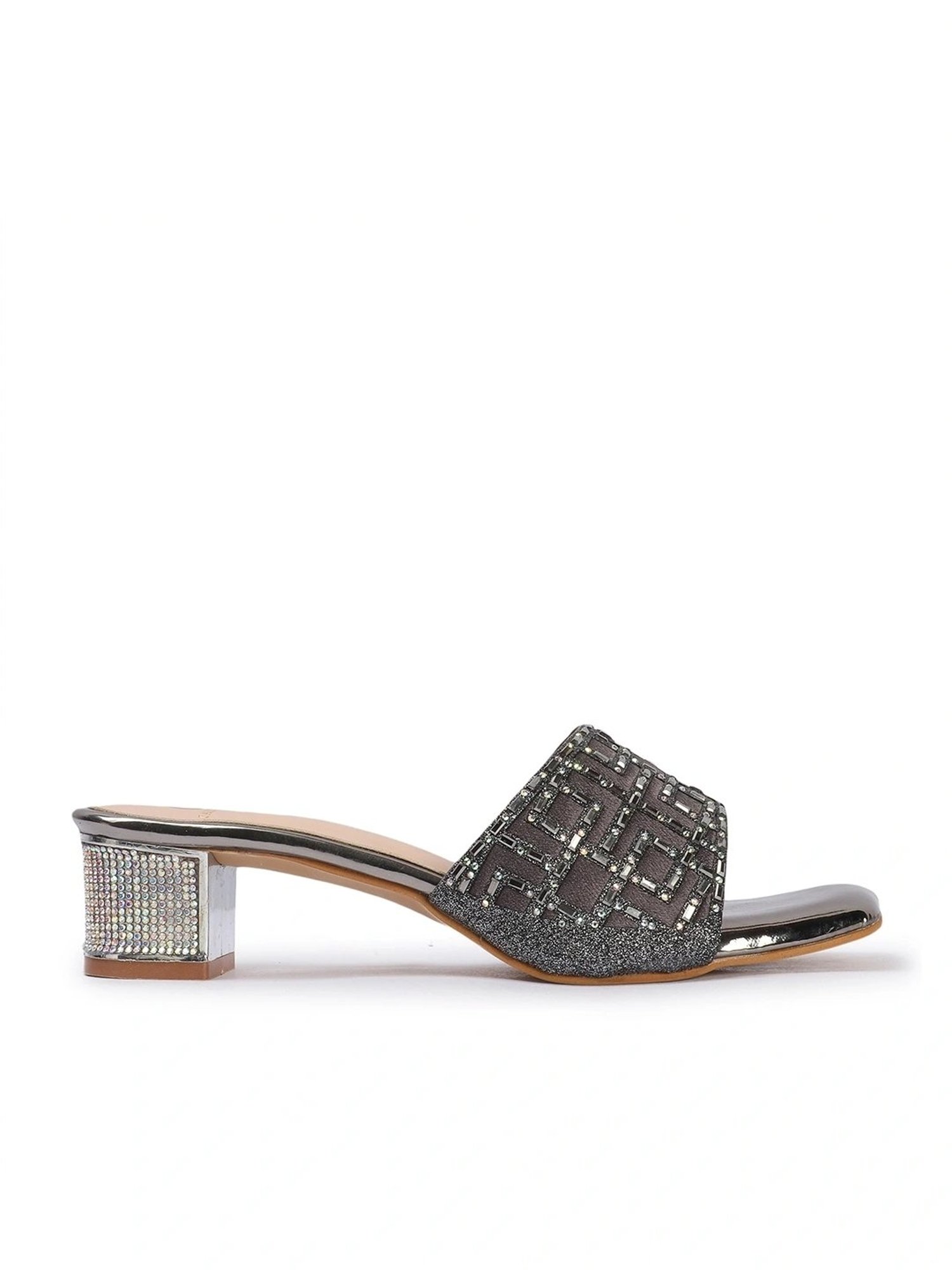 Carlton London Women's Gun Metal Ethnic Sandals
