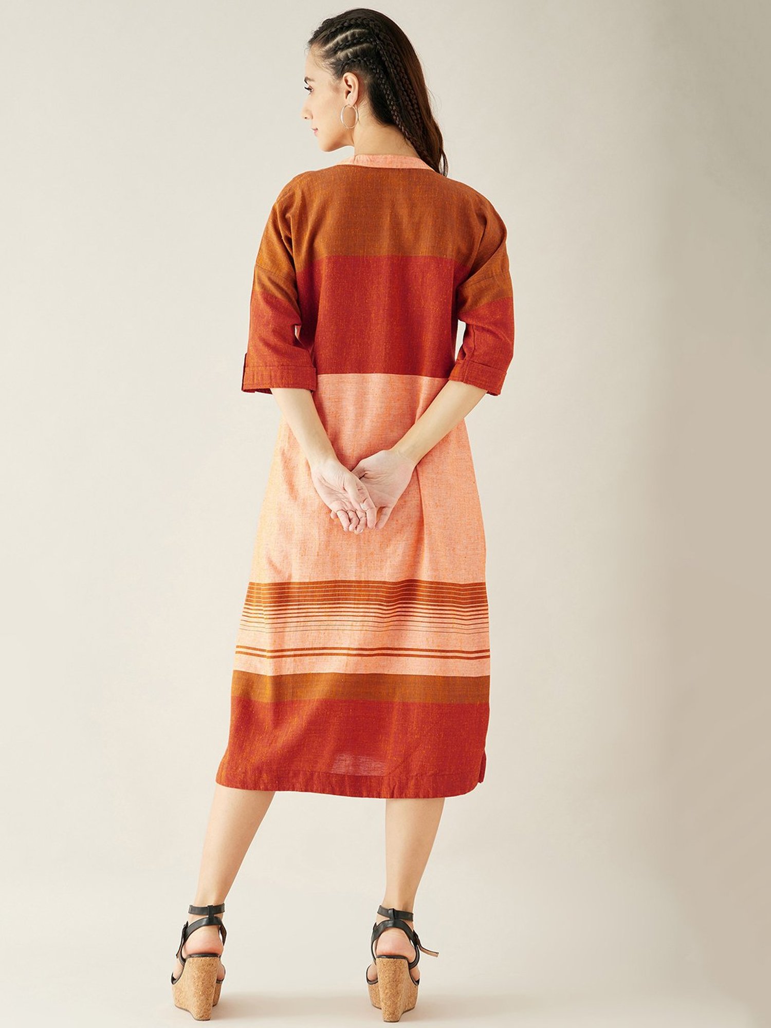 The Kaftan Company Multicolor Color-Block Midi Dress