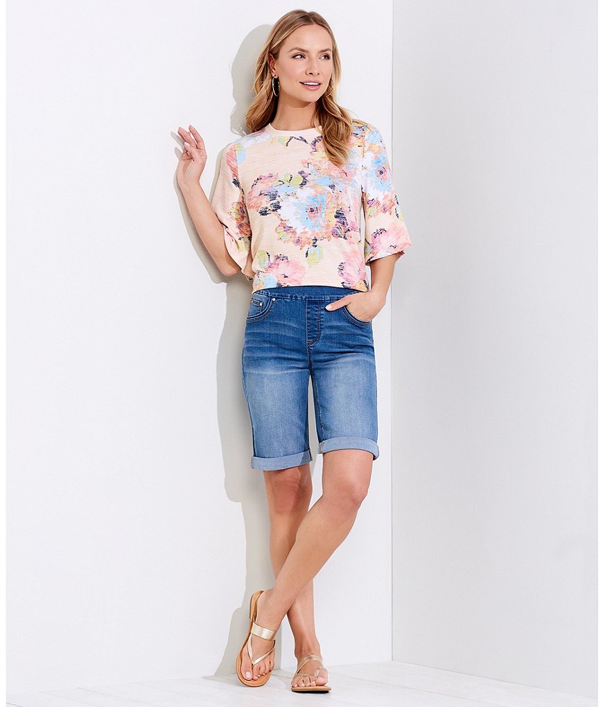 Westbound Petite Size the PARK AVE fit Indigo Skimmer Shorts