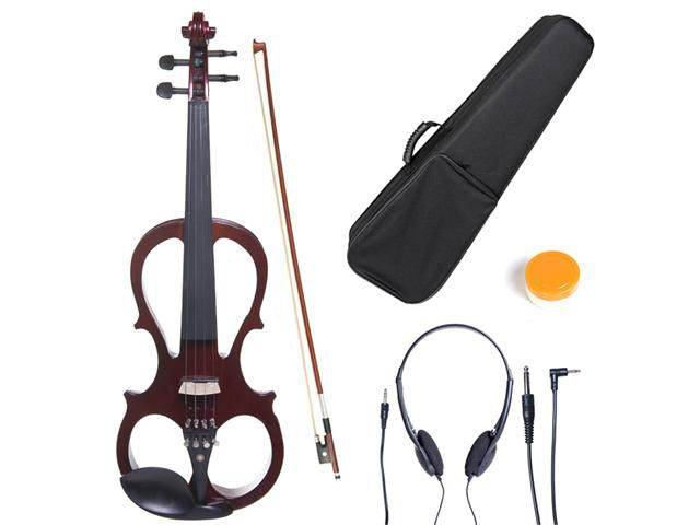 Cecilio 4/4CEVN-1NA 4/4 Full Size Electric Silent Solidwood Violin w/ Ebony Fittings in Style 1 - Metallic Mahogany