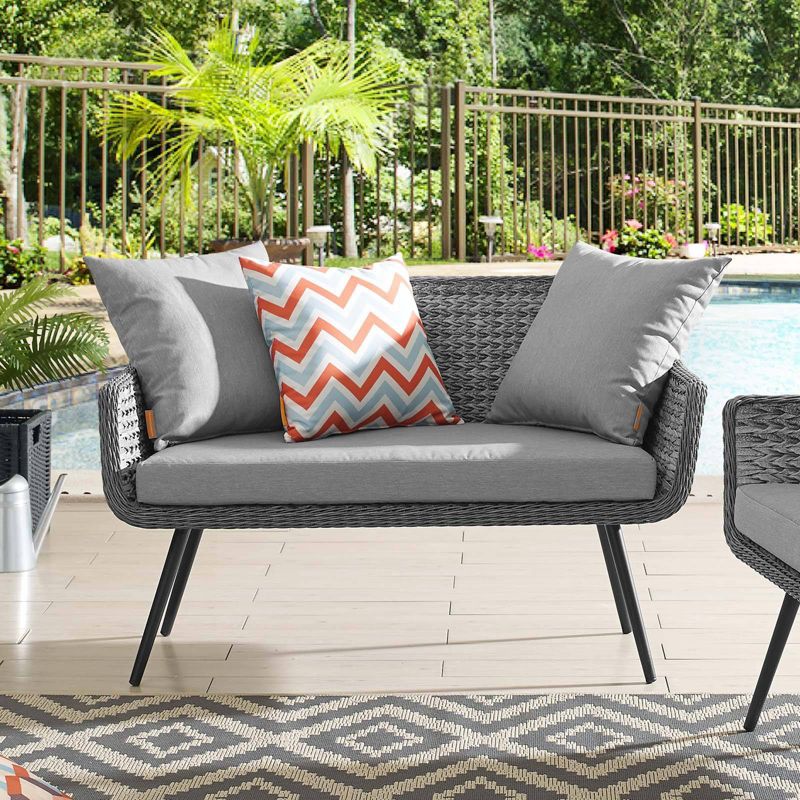 Endeavor Outdoor Patio Wicker Rattan Loveseat Gray - Modway