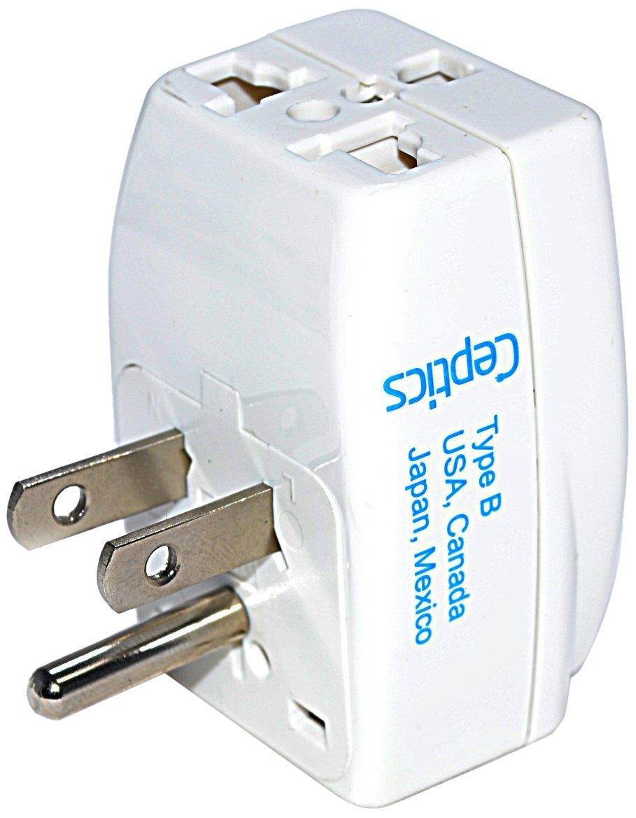 Ceptics Type B 3 Outlet Travel Adapter Plug for USA and Japan