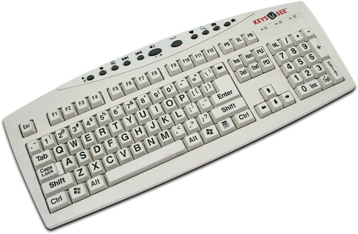 Keys-U-See Large Print Keyboard-Ivory w-Blk Print