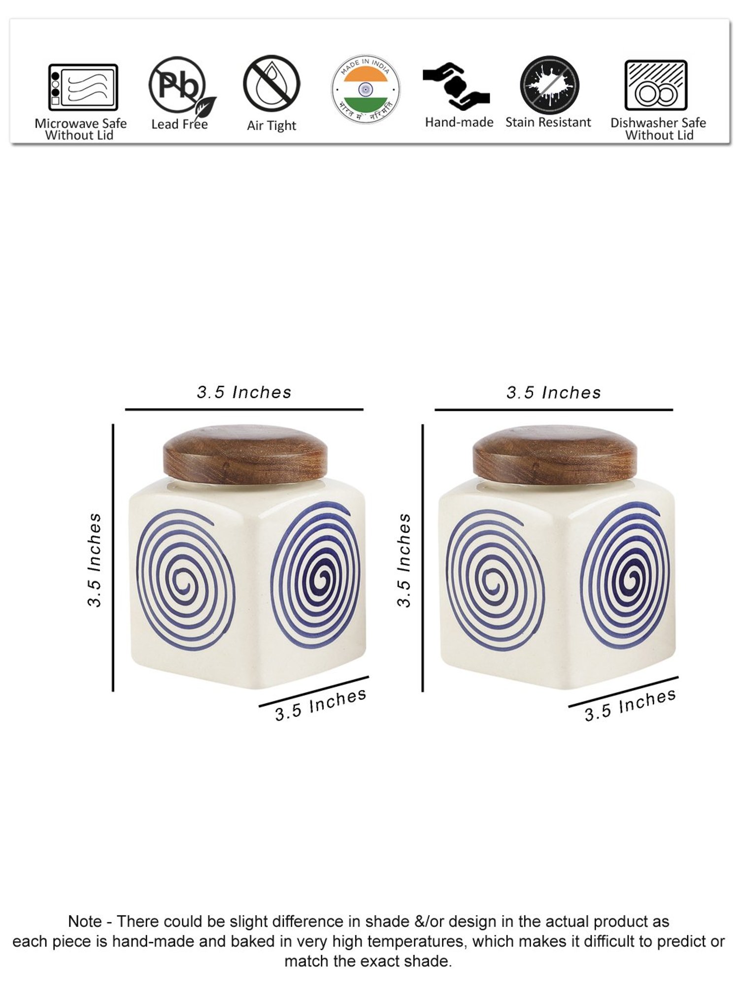 VarEesha Red Ceramic Square Jars - Set of 2