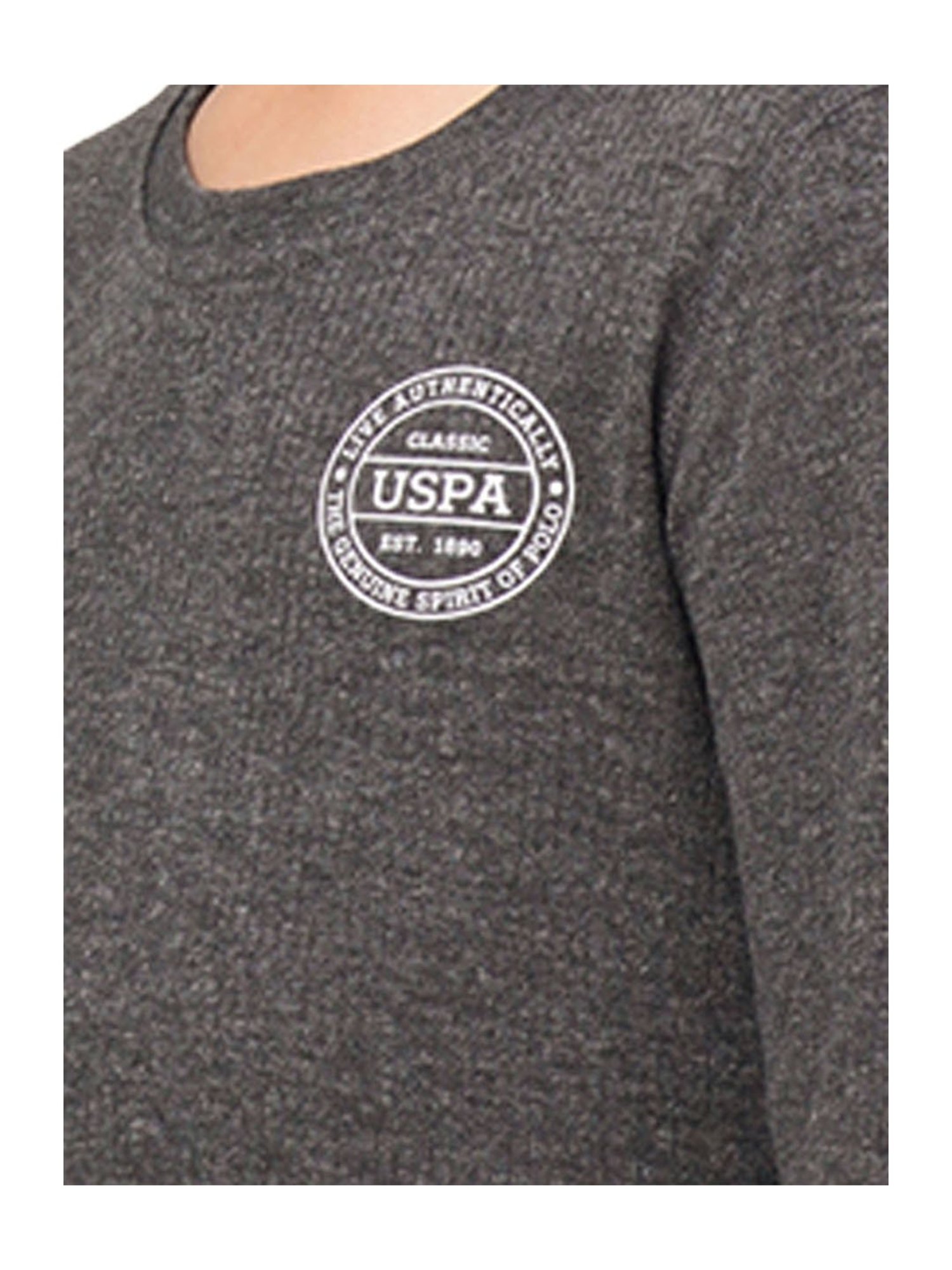 U.S. Polo Assn. Kids Dark Grey Solid Full Sleeves Thermal T-Shirt