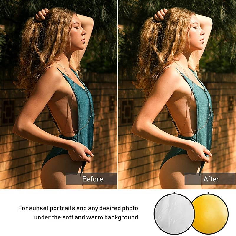 43" Photography Photo Video Studio Lighting Disc Reflector, 5-in-1, 5 Colors, Black, White, Gold, Silver, Translucent, AGG808