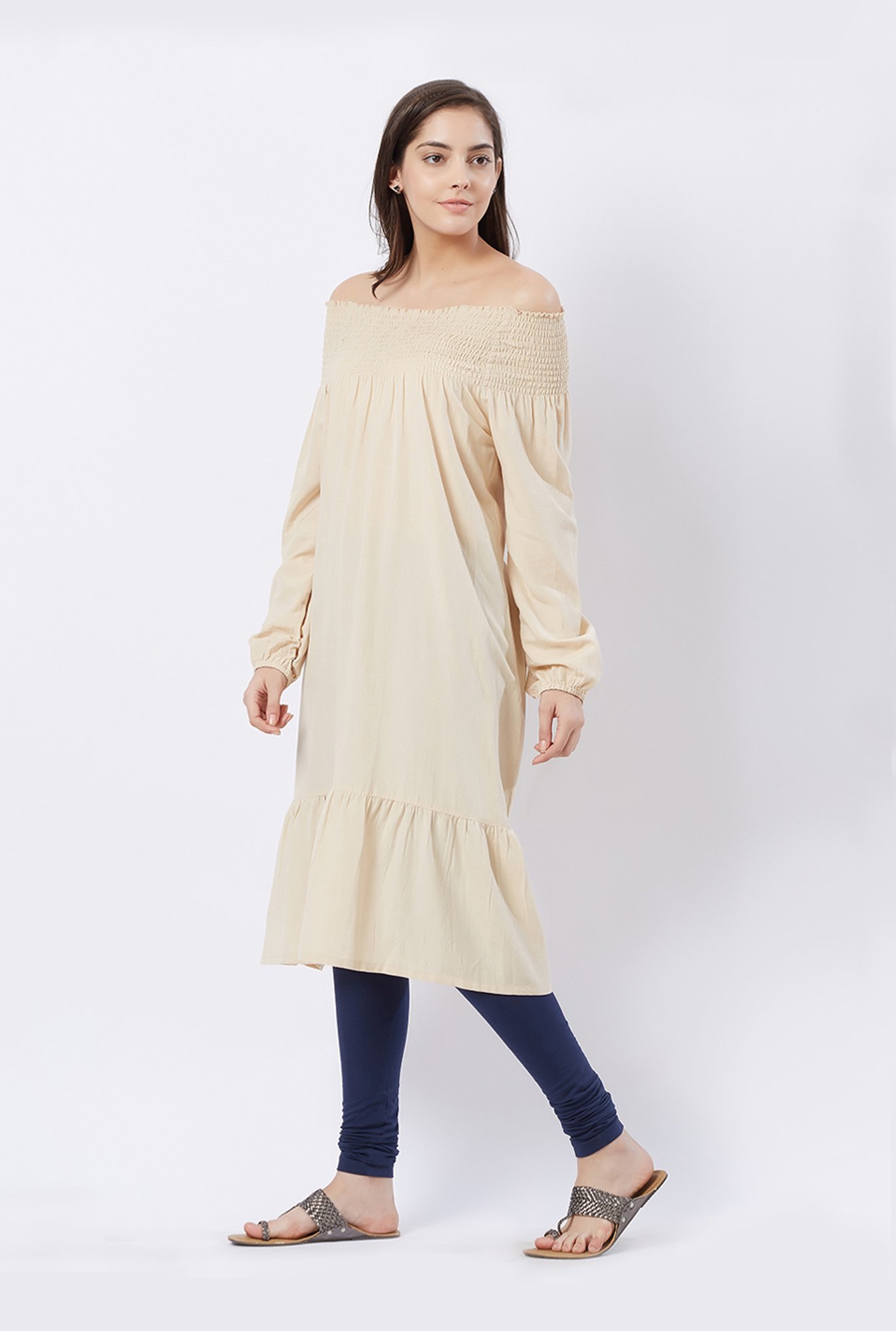 Fusion Beats Beige Regular Fit Kurta