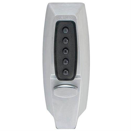 Simplex 7104-26D Satin Chrome Mechanical Pushbutton Combination Lock With Deadlocking Latch With A 2-3/8" - 2-3/4" Backset (NO KEY)