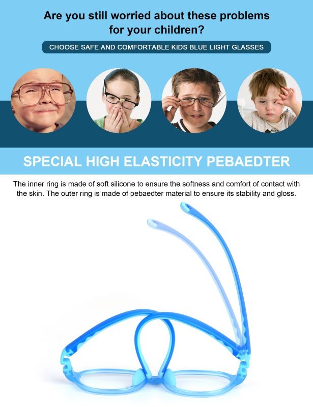 Computer Blue light Glasses for kids Anti Eyestrain & UV Protection, Gaming TV Screen Glasses For Boys Girls Age ( Blue)