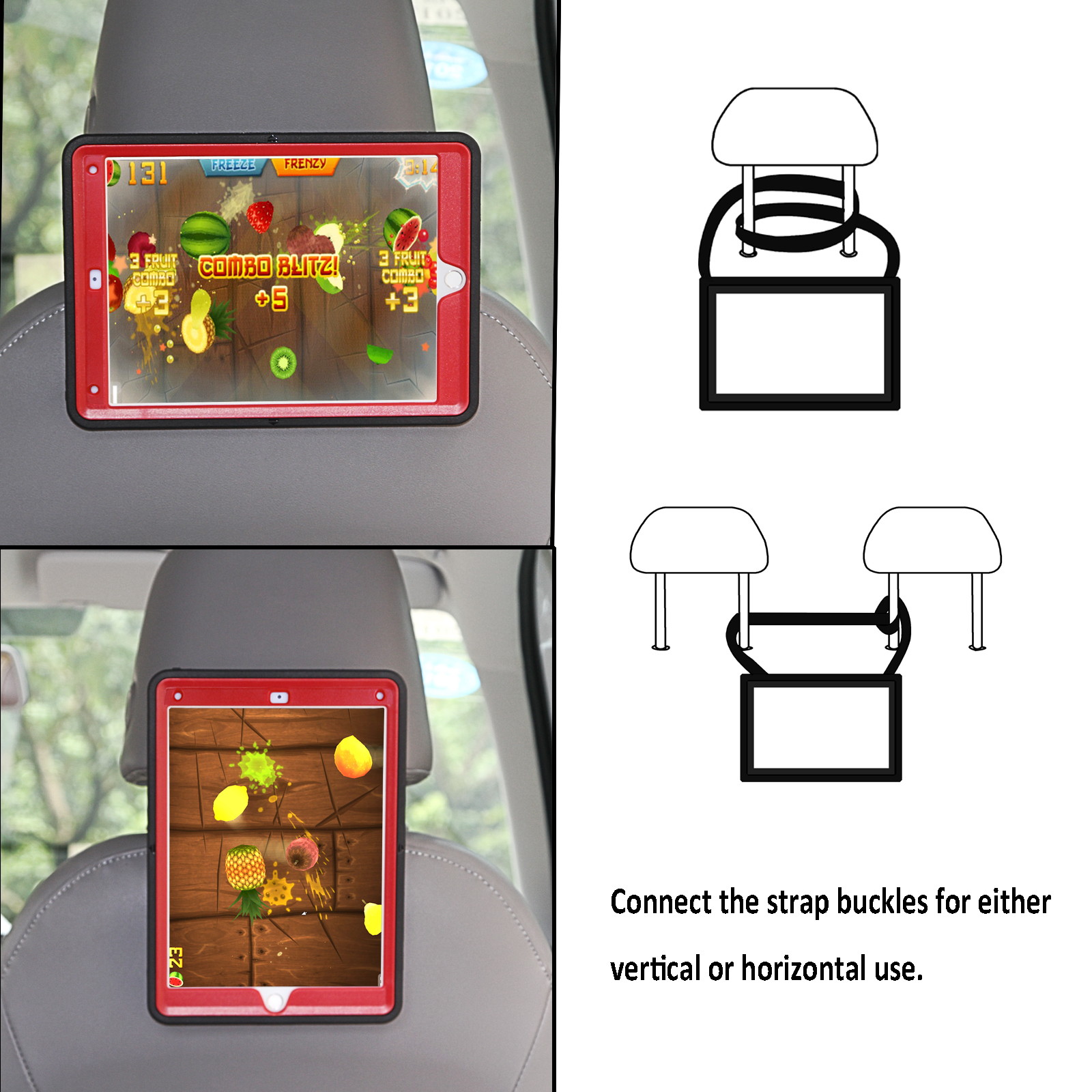 Cellular360 Apple iPad 9.7 2017 2018, iPad 5th Gen., iPad 6th Gen. Shockproof Case with 360 Degrees Rotatable Kickstand, Adjustable Handle and Shoulder Strap