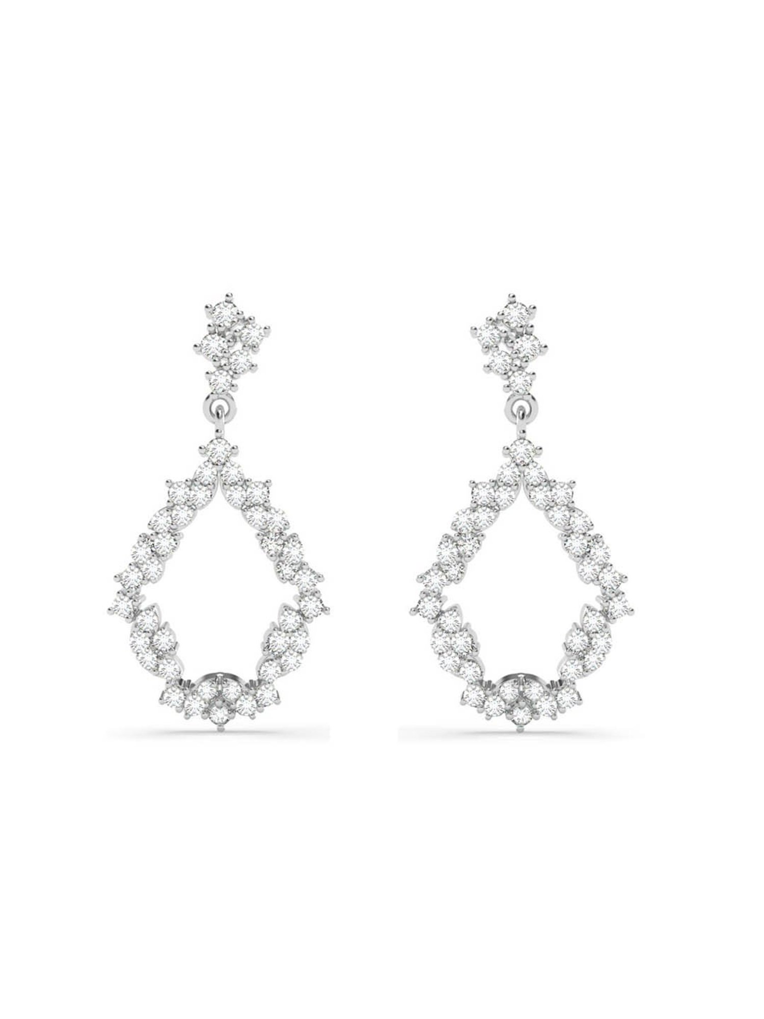 Clara 925 Sterling Silver Platinum Plated Swiss Zirconia Frida Studded Drop Earrings for Women