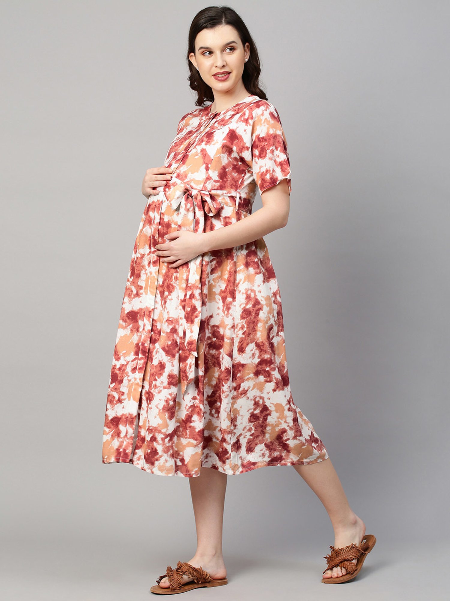 MomToBe Multicolor Printed Maternity Dress