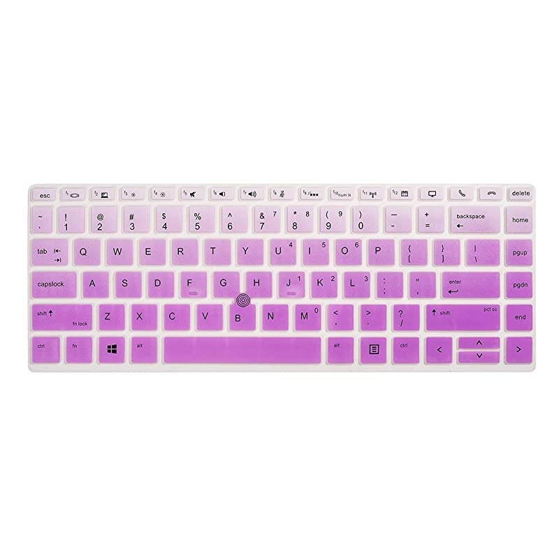 Pack HP EliteBook Keyboard Cover 14 Inch Slicone Keyboard Skin for 14 HP EliteBook 840 G5 G6 HP EliteBook 745 G5 G6 14 Inch HP ZBook 14u G5 G6 CoverOmbre Purple+Clear