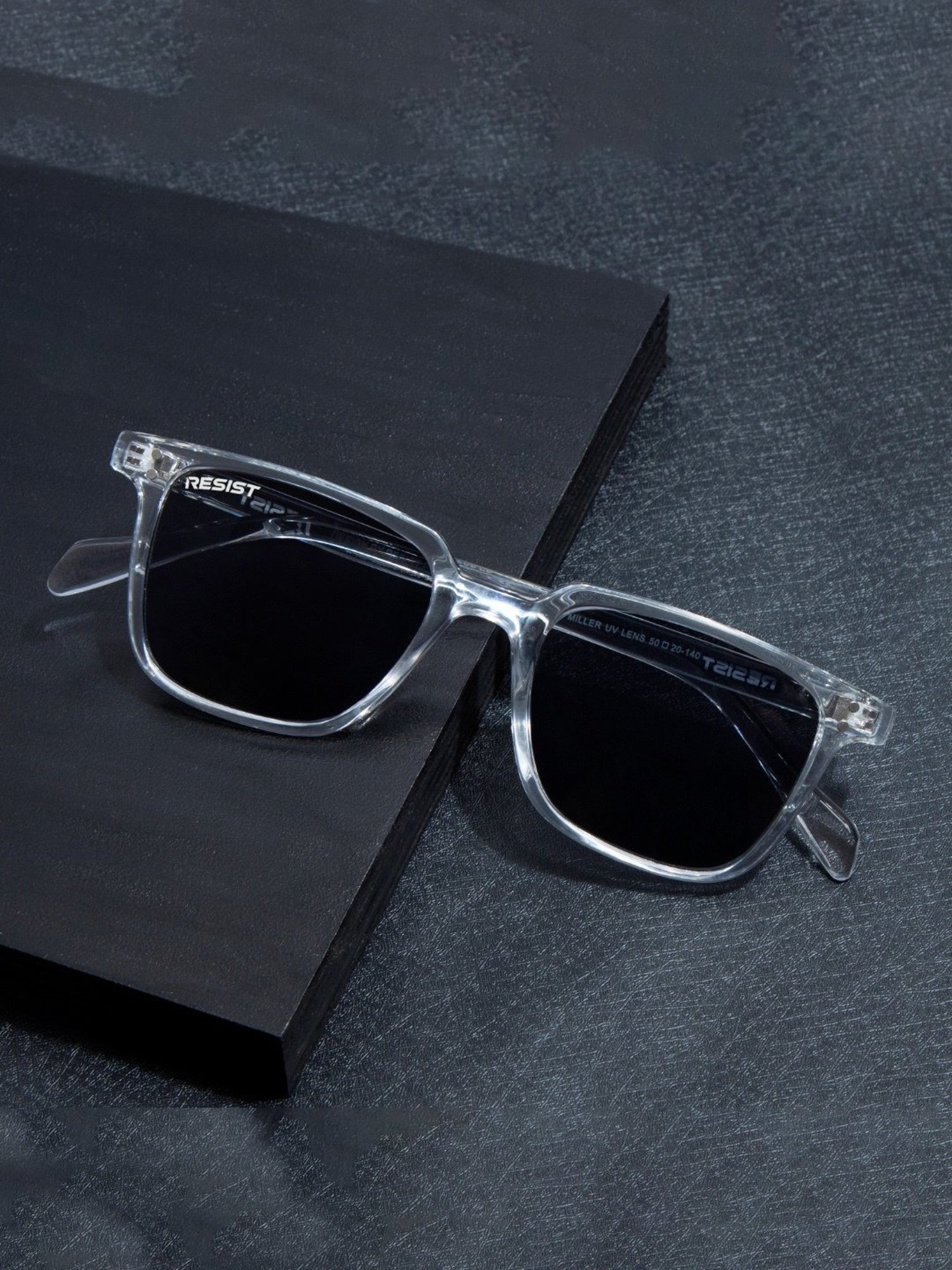 Resist Eyewear Black Wayfarer uv protected Unisex Sunglasses