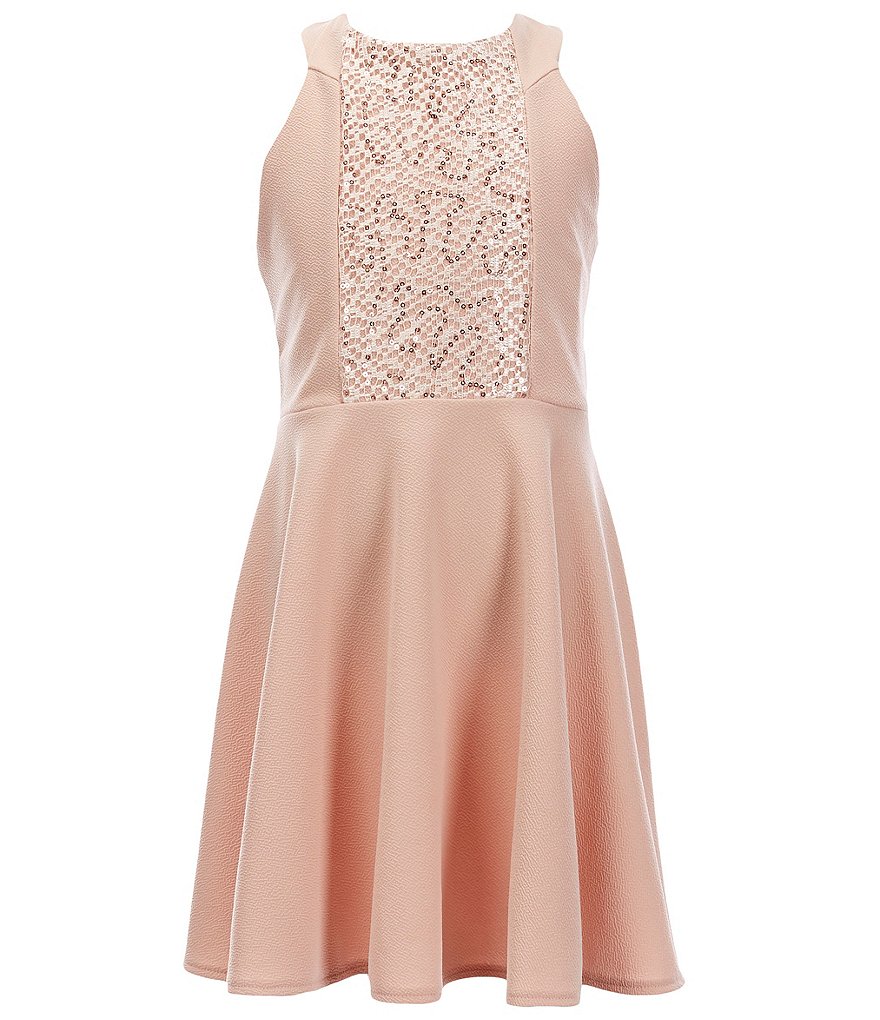 Pastourelle by Pippa & Julie Big Girls 7-16 Halter Sequin-Embellished A-Line Dress