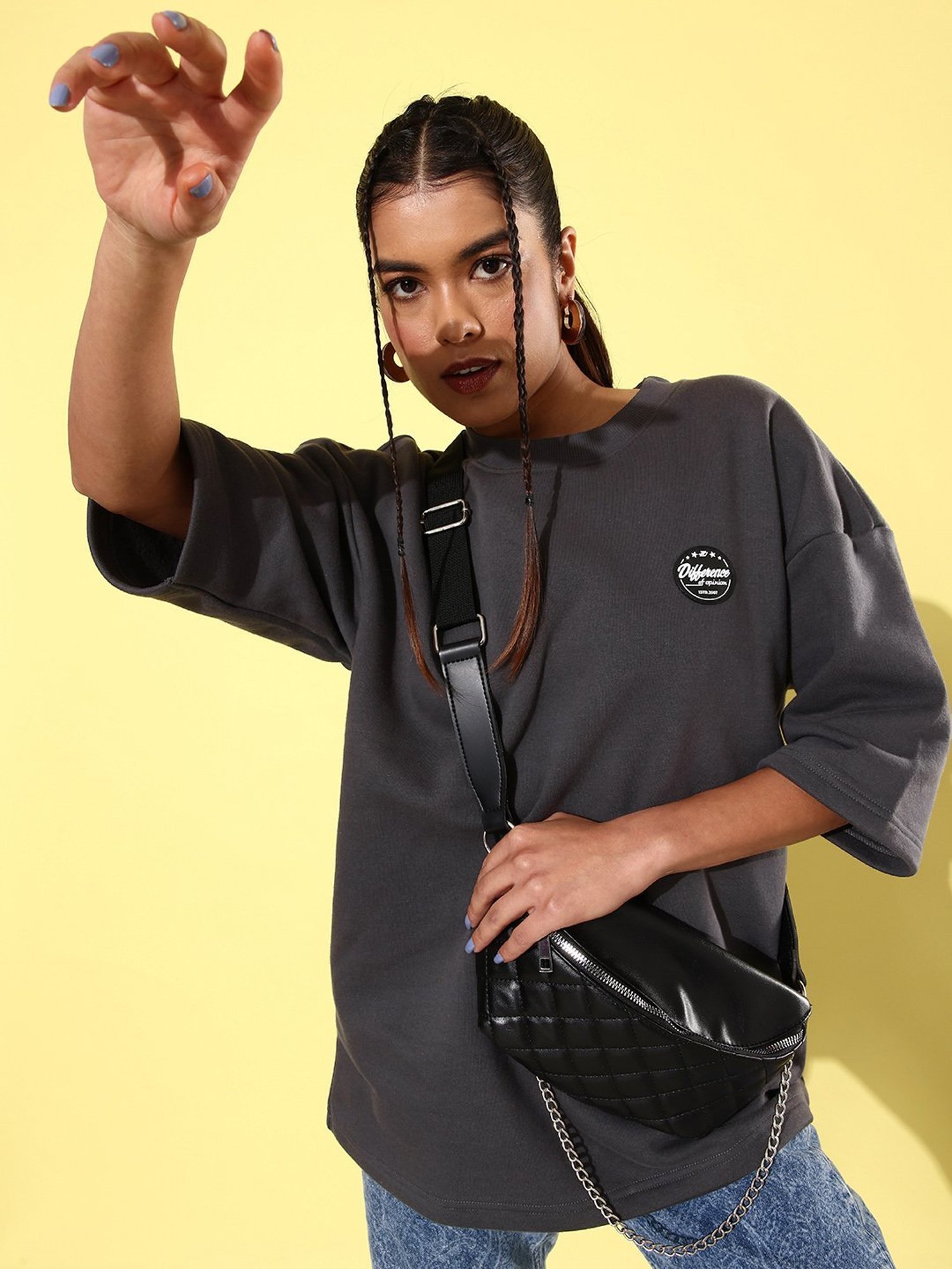 Difference of Opinion Dark Grey Fleece Oversized Sweatshirt