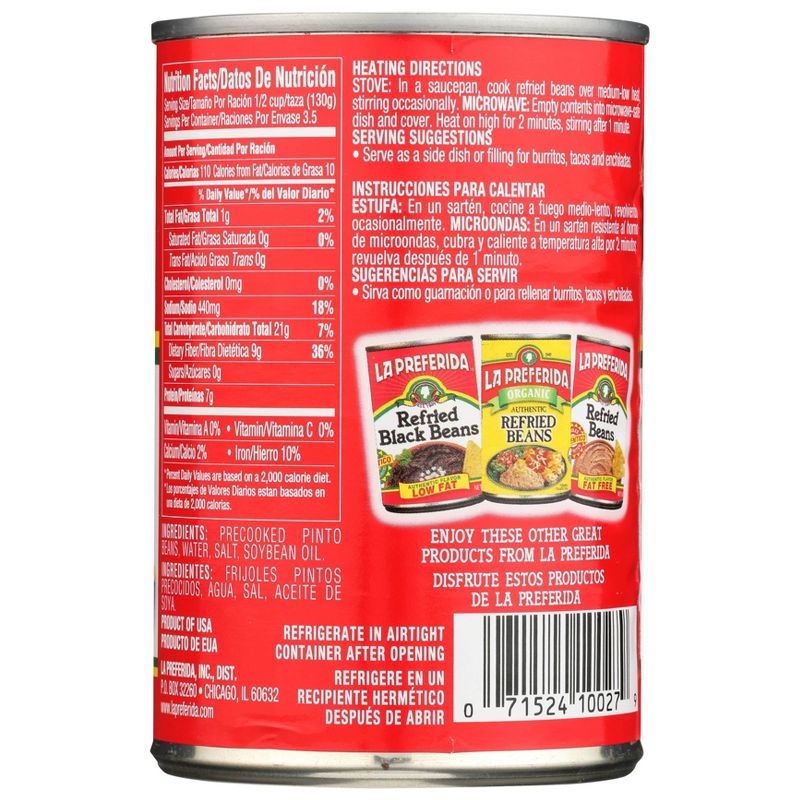 La Preferida Vegetarian Refried Beans 16oz