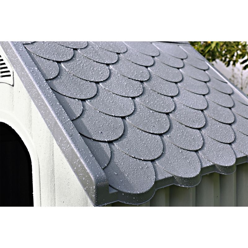 Ram Quality Products Innovative Outdoor Pet House Large Waterproof Dog Kennel Shelter for Small, Medium, and Large Dogs, 36 x 34.5 x 36 Inches, Gray