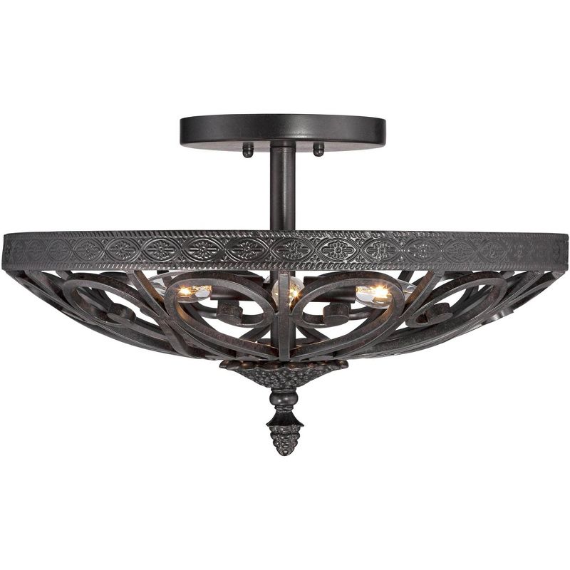 Kathy Ireland La Romantica Black Iron Ceiling Light