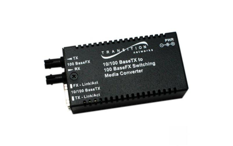Transition Networks Mini M/E-PSW-FX-02(SC) Media Converter - 1 x Network (RJ-45) - 1 x SC Ports - 10/100Base-TX, 100Base-FX - Wall Mountable, External