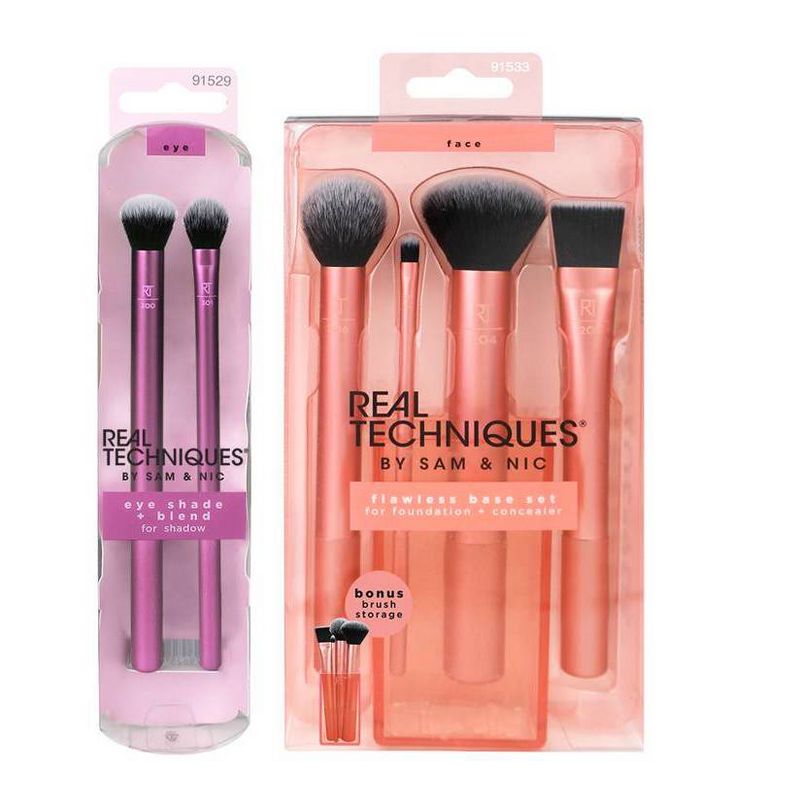 Real Techniques Flawless Face Brush Set & Eye Shade, Blend Brush Set - 6pc