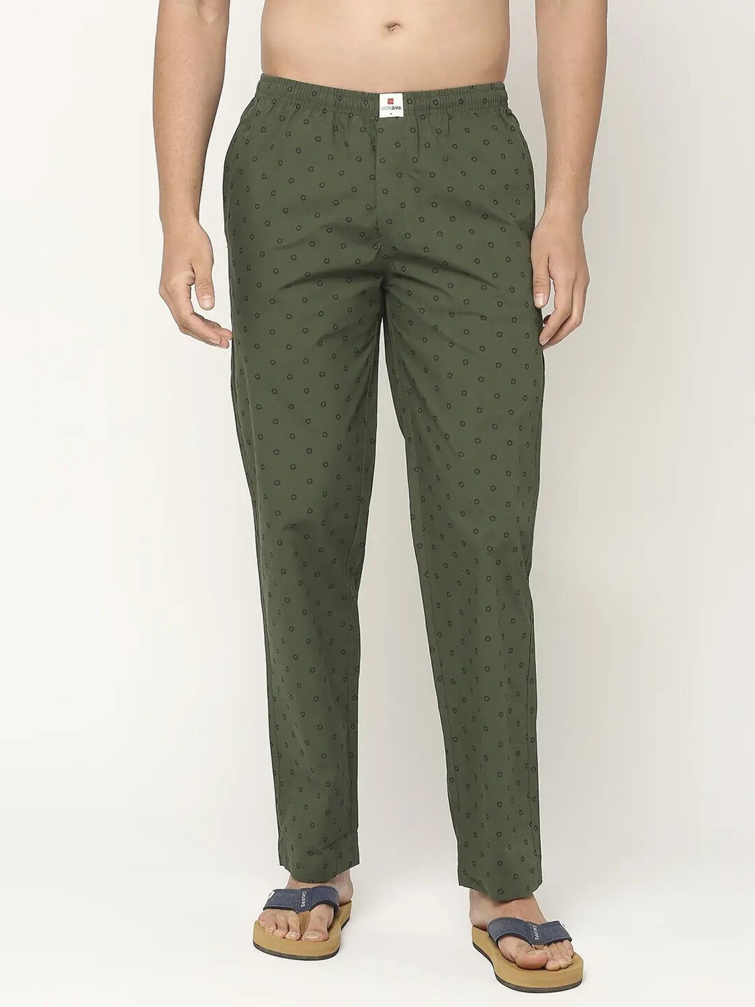 UnderJeans by Spykar Green Printed Nightwear Pyjamas