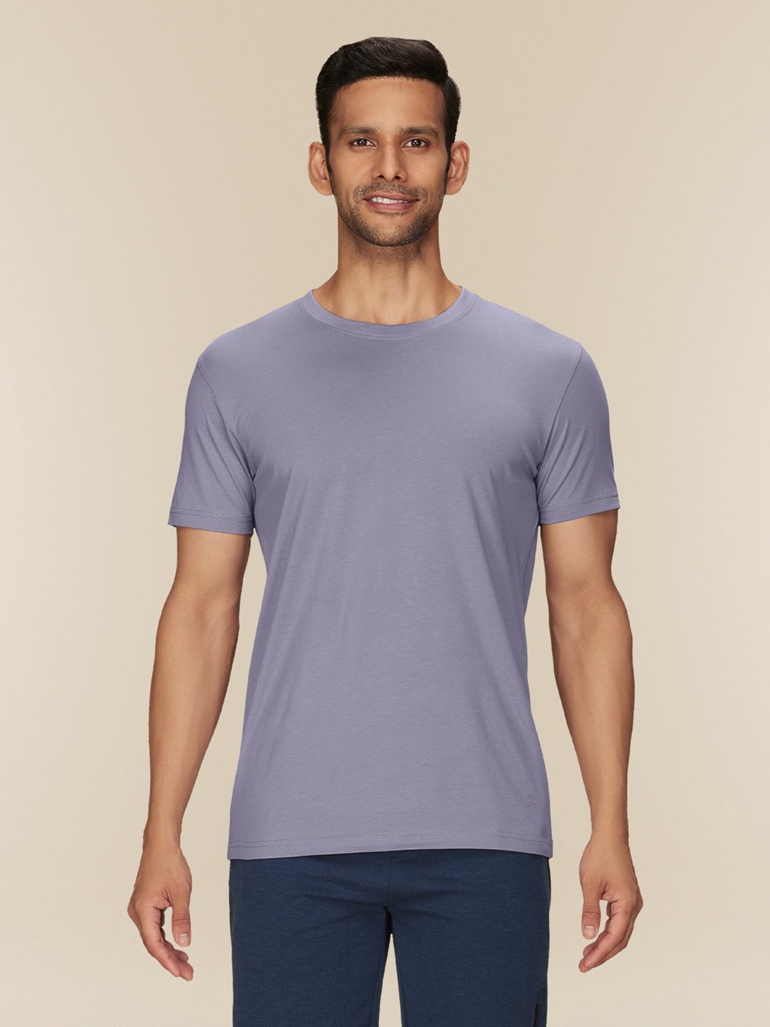 XYXX Misty Lilac Cotton Regular Fit T-Shirts