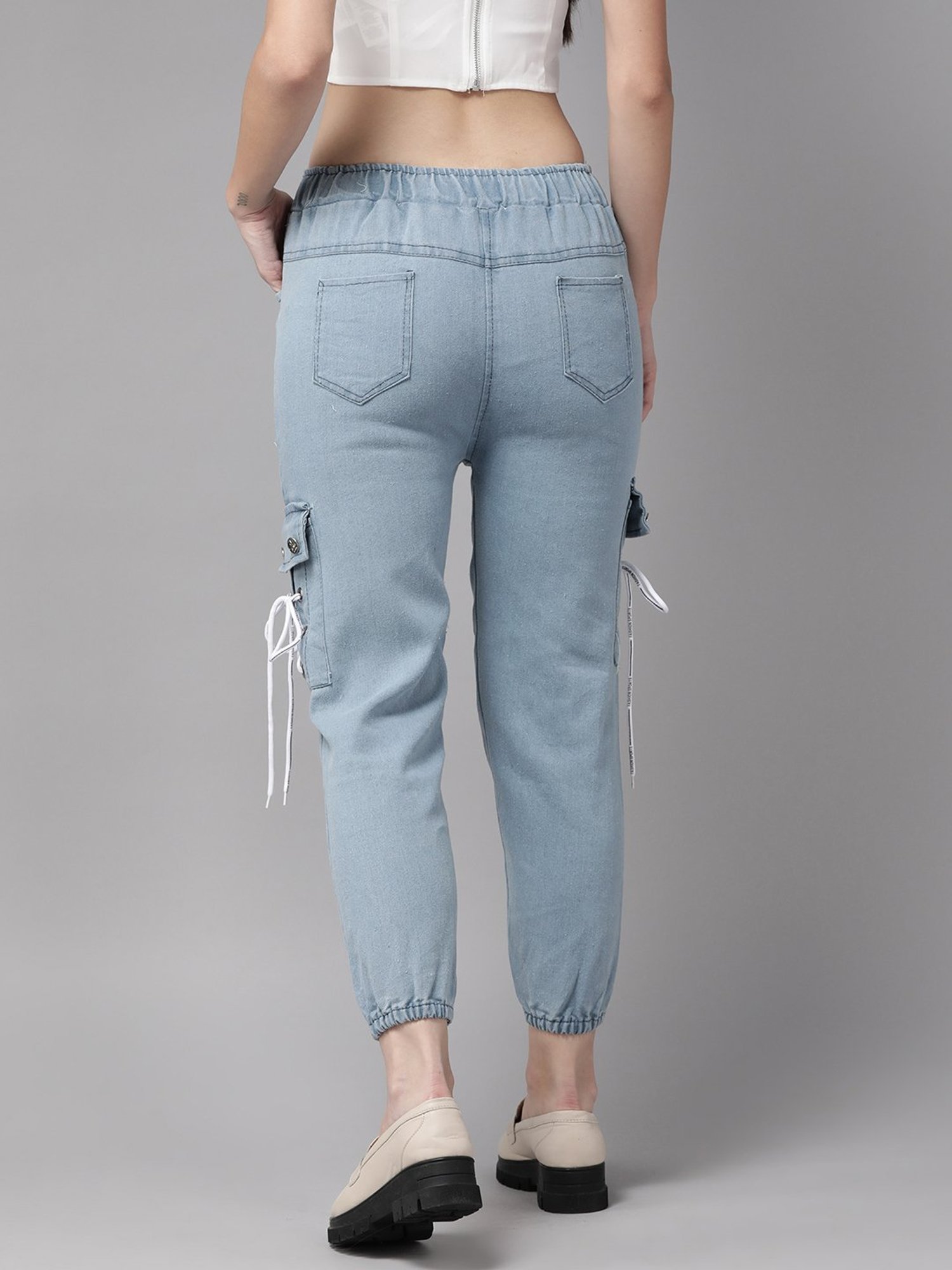 Aarika Blue Mid Rise Joggers