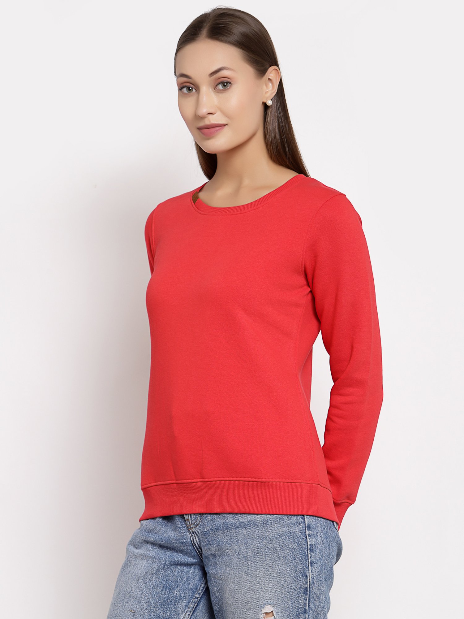 Juelle Red Round Neck Sweatshirt